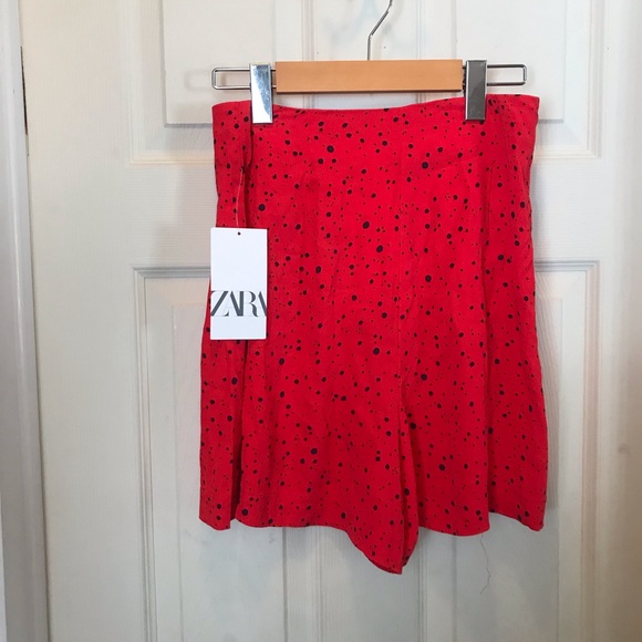 Zara red black spotted high waisted loose shorts xs NWT - Picture 7 of 7